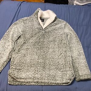 Fluffy gray quarter zip